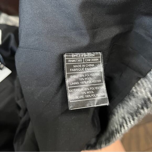 NWT BB Dakota Wool Blend Black White Grey Plaid Wrap Belted Jacket Sz M - Picture 8 of 12